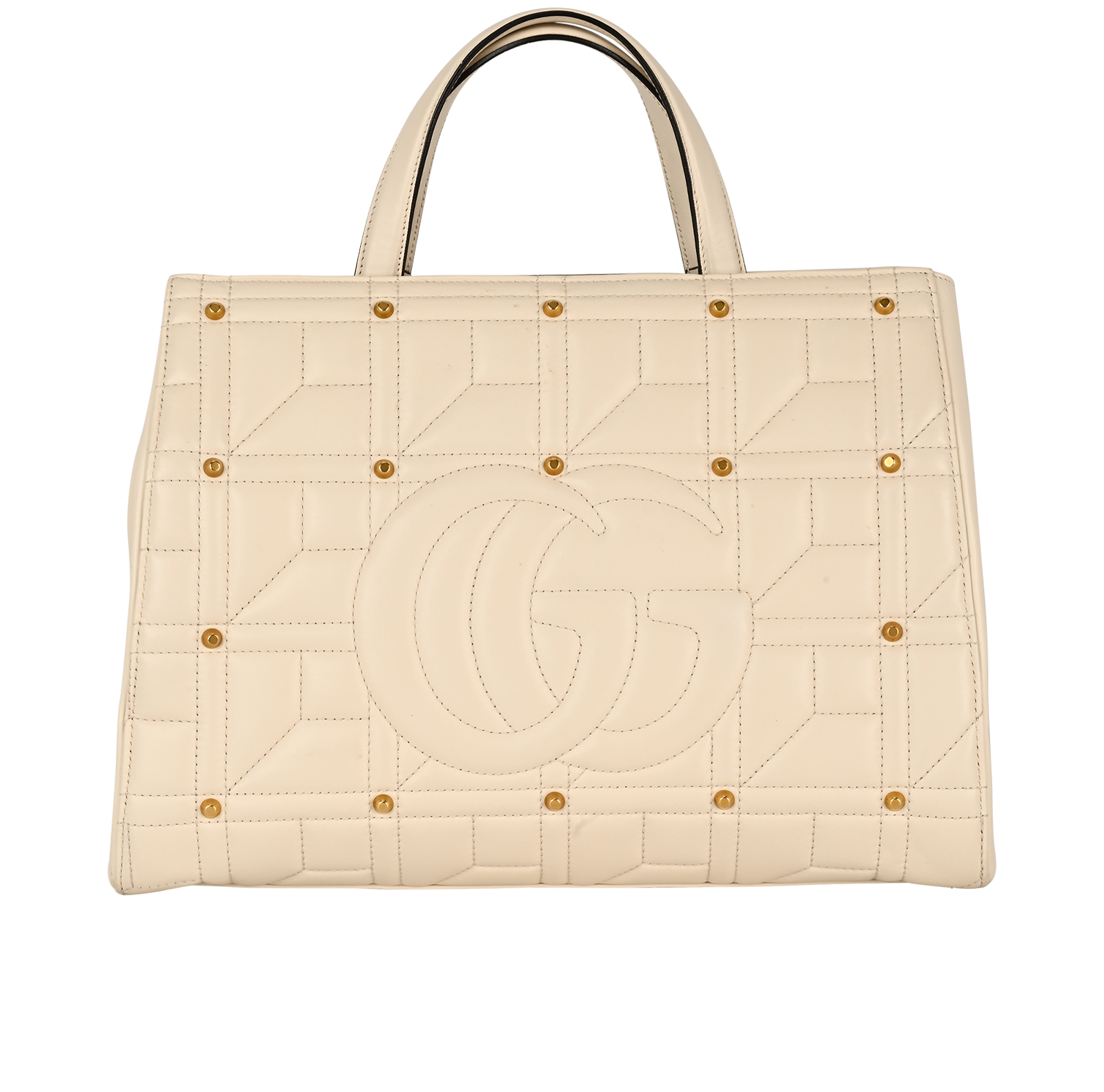 Medium Marmont Stud Tote, &pound;720, Handbags, Cream, Leather, Back view